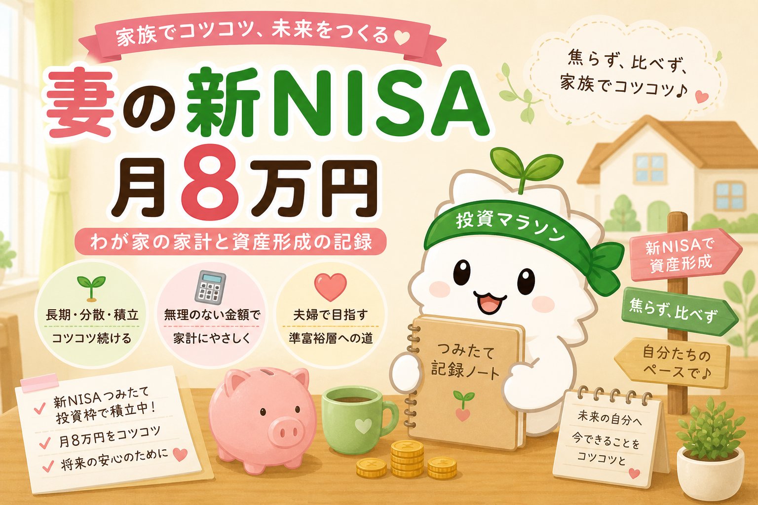 妻の新NISA月8万円積立・4ファンド分散の実績を公開する記事のアイキャッチ画像