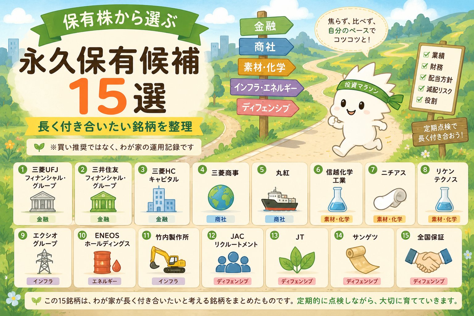 保有株から選ぶ永久保有候補15選として長く付き合いたい銘柄を整理するアイキャッチ画像
