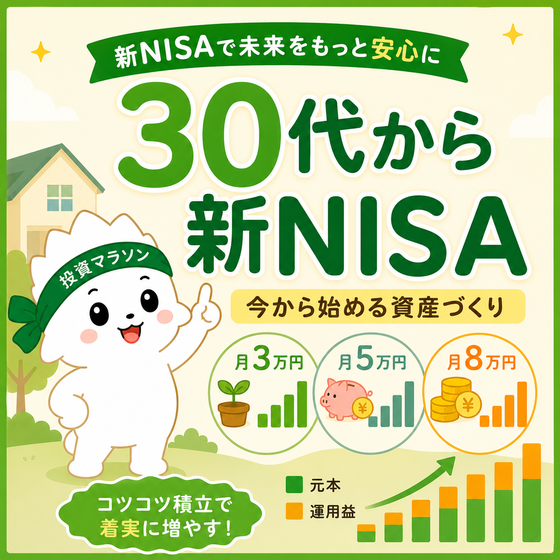 30代から新NISAを始めるなら月3万円5万円8万円で将来資産を比較するアイキャッチ画像